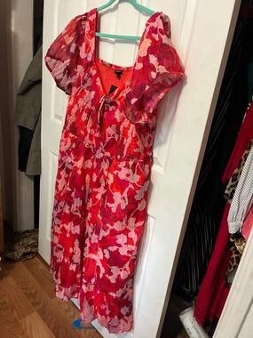 torrid Red and Pink Floral Maxi Dress 4X